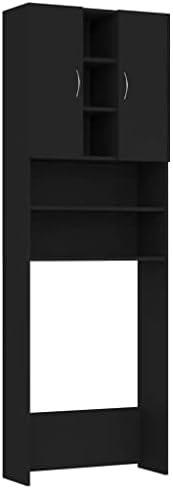 vidaXL Waschmaschinenschrank Schwarz 64x25,5x190 cm