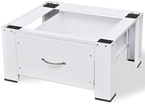 Tidyard Untergestell für Wasch- und Trockenmaschine mit Schubladen Waschmaschinen-Unterschrank Waschmaschinensockel Podest als Unterbau auch für Trockner, Kühlschrank,Weiß