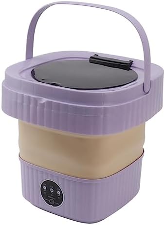 Bewinner 6L Tragbare Mini-Waschmaschine, Leichter Zusammenklappbarer Eimer, Mini-Faltbare Waschmaschine und Wäscheschleuder, Unterwäsche-Waschmaschine für Camping, (Lila Farbe)