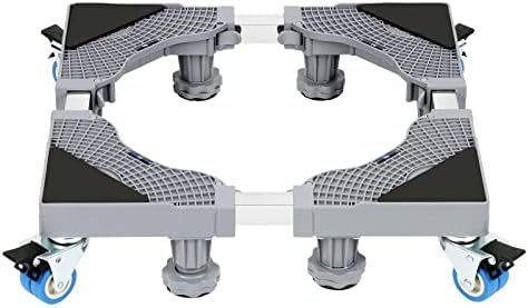 Herrselsam Waschmaschinen Untergestell Grau Verstellbare waschmaschine sockel Verstellbare Breite 41-66cm, Höhe 9-12cm,Mehrzweck Untergestell für Waschmaschine (4 Räder+8 Füße)