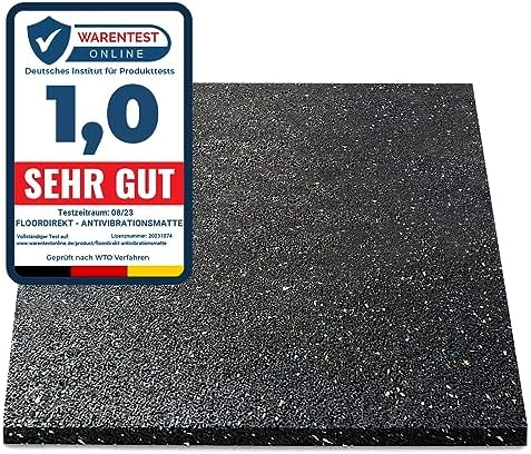 Floordirekt Premium Antivibrationsmatte 60x60cm - Made in Germany - für Waschmaschine Trockner etc. - zuschneidbar - in 4 Stärken erhältlich (60 x 60 x 1,0 cm)