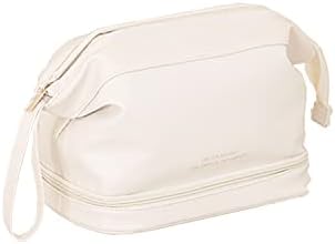 Generic kulturbeutel groß,wasserdichte Reise PU-Vegan-Leder, tragbare Damen-Kosmetiktasche, Waschtasche Weiß