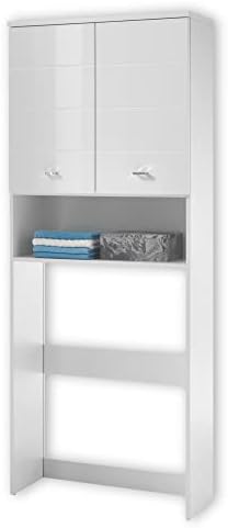 POOL Waschmaschinenschrank in Weiß - Modernes Waschmaschinenregal mit Stauraum & Platz für die Waschmaschine - 76 x 190 x 31 cm (B/H/T)