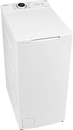 Midea Toplader Waschmaschine MF10ET70B / 7KG / A / 1200 U/min/BLDC Inverter Mortor/Dampffunktion/SoftOpener/XL Türöffnung/Kurz 15'&45' / Mehrere Temperaturoptionen/AquaStop, Weiß