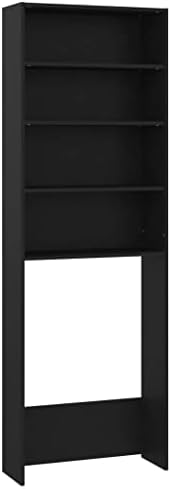 vidaXL Waschmaschinenschrank Badmöbel Badschrank Hochschrank Waschmaschinen Umbauschrank Badezimmer Schrank Regal Schwarz 64x24x190cm