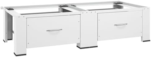 Gecheer Waschmaschinen Untergestell mit Schublade Doppel Untergestell Waschmaschinenregal Waschmaschinen Unterschrank Waschmaschinen Podest Waschmaschinensockel Sockel für Kühlschränke Weiß