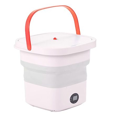 Miokycl Mini Tragbare Eimerwaschmaschine, 6 L, Faltbare Automatische Waschmaschine mit LCD-Panel-Display für Drom RV Travel Apartment, 100 Bis 240 V (Rosa)