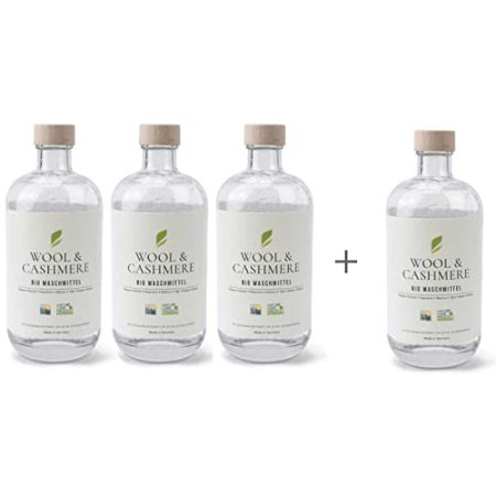 Sparpaket | 3 x 500ml + 1 Flasche Gratis Bio Waschmittel Wool & Cashmere Konzentrat VEGAN bis zu ca. 50 WASCHGÄNGE Feinwaschmittel Wollwaschmittel