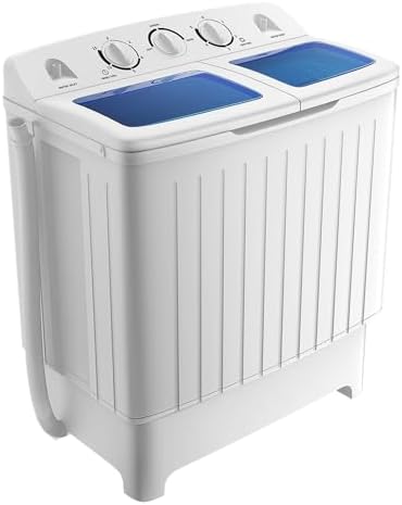 GOPLUS Mini Waschmaschine 5KG, Waschmaschine mit Schleuder & Timer, Camping Waschmaschine, Reisewaschmaschine Toplader, 450W, für kleine Wohnungen