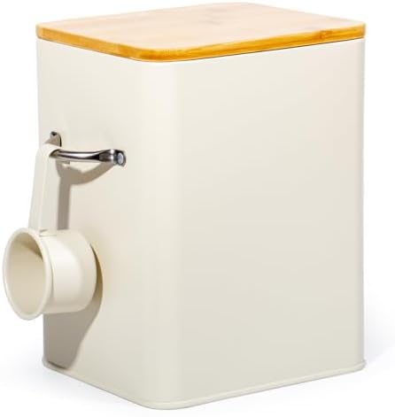 GREELUE 6.5L Waschmittel Aufbewahrung mit Dosierlöffel, Waschpulver Box, Futter Container, Aufbewahrungsbox für Kekse, Kaffeebohnen, Tierfutter (Beige)
