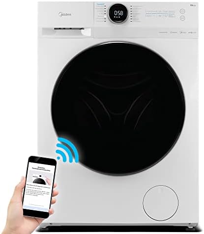 Midea MF200W100WB-14A Waschmaschine / 10KG / 1400 U/min/A/Leiser & effizienter Inverter Motor/Wasserschutzsystem/Steam Care/Nachlegefunktion/APP-Steuerung/AquaStop, Weiß
