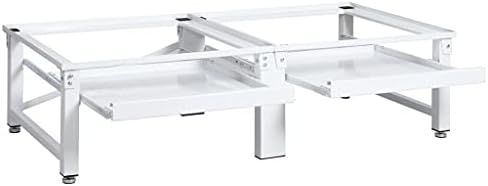 Tidyard Doppel Untergestell für Waschmaschine und Trockner mit Ausziehablagen Sockel Podest Unterbau Erhöhung, 124 x 61,5 x 37,5 cm