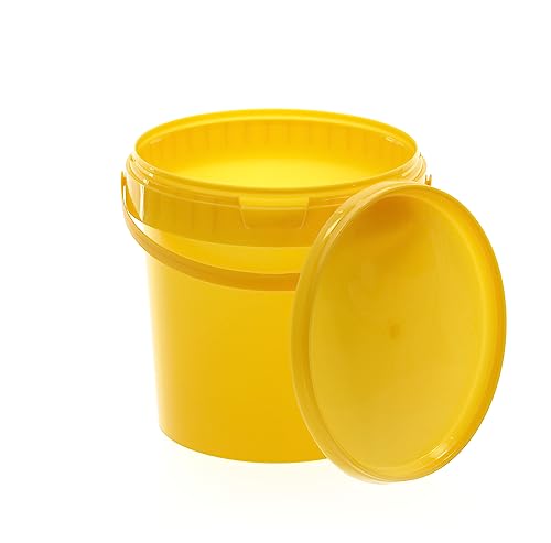 BenBow Eimer mit Deckel 1l gelb 1x 1 Liter - lebensmittelecht, stabil, luftdicht, auslaufsicher, geruchsneutral - Aufbewahrungsbehälter aus Kunststoff, mit Henkel - leer