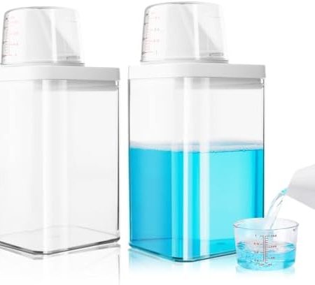 TINGTING 2 Stück Waschmittel Aufbewahrung, 1100ML Waschpulver Aufbewahrungsbox Waschmittelspender mit Messbecher Mehrzweck-Waschmittelbehälter für Pulver Waschmittel Pulver Wäscheparfüm