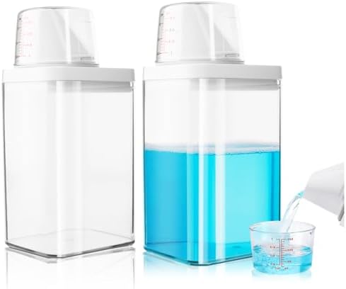 TINGTING 2 Stück Waschmittel Aufbewahrung, 1100ML Waschpulver Aufbewahrungsbox Waschmittelspender mit Messbecher Mehrzweck-Waschmittelbehälter für Pulver Waschmittel Pulver Wäscheparfüm