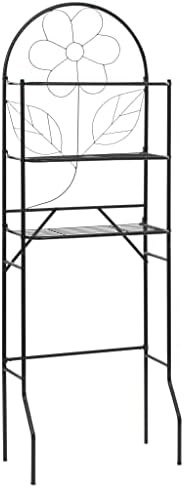 Wakects Platzsparender Waschmaschinenschrank, Oberregal Waschmaschine und WC mit 3 Ablagen, Aufbewahrungsbox für Schrank, Waschmaschine, moderner Stil, Stahl, 60 x 33 x 174 cm, Schwarz