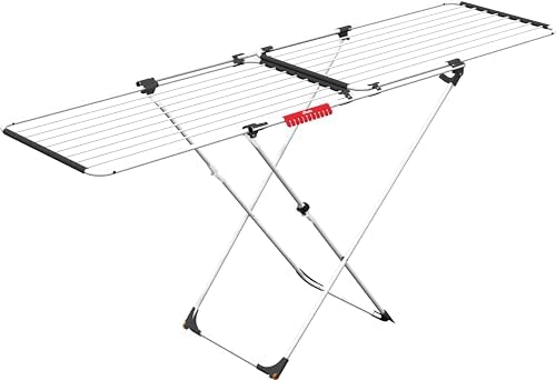 Vileda Doble Wäscheständer ausziehbar, 22m Trockenlänge, 61 x 19,5 x 130,5 cm, Weiß