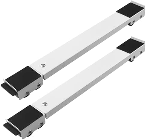 Baxcdyswe Waschmaschinen Untergestell, Washing Machine Stand Transportroller für Waschmaschine Trockner Kühlschrank bis zu 300 kg, mit 24 Räder, Bremse, 44,5-72 cm Ausziehbares Gleitsystem, Weiß