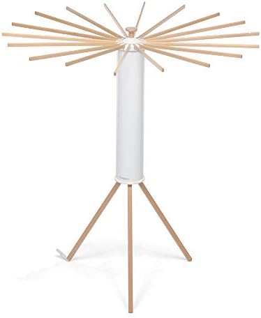 Foppapedretti Octopus Myhome Wäscheständer, Aluminium/PVC/Holz Buche, weiß, 112 x 112 x 121 cm, eine Reggiera natürliche Farbe