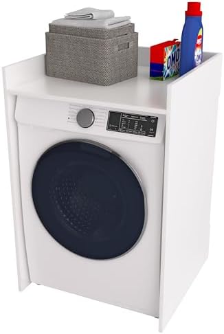 defiPad® Waschmaschinenschrank für Waschmaschine oder Wäschetrockner | Stylisch und praktisch Waschmaschine Trockner Schrank | Waschmaschinenregal | Waschmaschinenüberbau | 66x97x62 CM (Weiß)