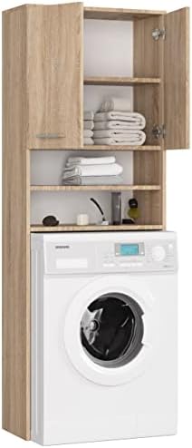BDW Waschmaschinenschrank 180 x 64 x 30 cm - Badregal Hochschrank Waschmaschine Bad Schrank Badezimmerschrank Überbau
