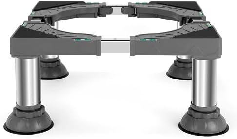 W B D WEIBIDA Waschmaschinen Untergestell mit 4 gepolsterten, Bärenlast Max 300KG Untergestell für Waschmaschine, Verstellbare Breite 40-62cm Waschmaschinensockel, Grau