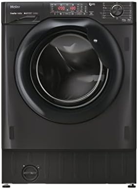 Haier SERIE 4 HWDQ90B416FWBB-S Einbau-Waschtrockner / 9 kg Waschen / 5 kg Trocknen/Inverter-Motor/Extra trockene Wäsche dank 1.600 U/min. / Dampfwaschfunktion/Aqua Stopp Wasserschutz, Schwarz