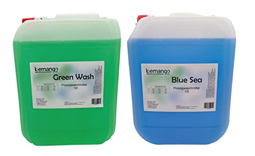 Bemango Flüssigwaschmittel 10l blue sea und 10l green wash