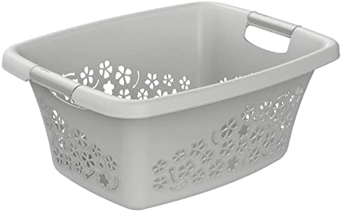 Rotho Flowers Wäschekorb 25l, Kunststoff (PP) BPA-frei, grau, 25l (50.5 x 38.3 x 21.8 cm)
