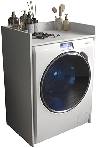 KRYSPOL Waschmaschinenschrank Überbauschrank Waschmaschine Trockner Schrank Wäschetrockner Küche Badezimmer Regal Waschmaschinenregal Waschmaschinenüberbau Badezimmermöbel (Weiß matt)