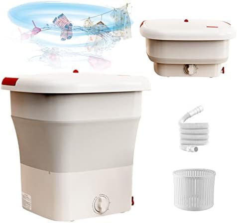 Faltbare Mini Waschmaschine, Mini Kleine Waschmaschine mit schleuder, 4.25KG/11.5L Blaulicht-Sterilisation Tragbare Waschmaschine 220V (Rosa)