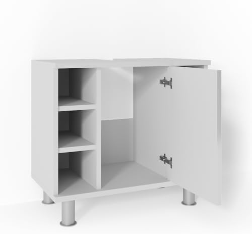 Vicco Waschbeckenunterschrank Fynn, Weiß Hochglanz, 60 x 54 cm