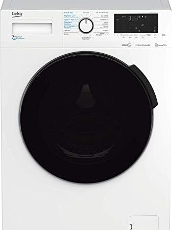 Beko WDW75141Steam1 Waschtrockner/ Wasserkondensation/ schwarze XL-Tür/ Bluetooth/ Dampffunktion/ Nachlegefunktion/ Watersafe/ 7 kg Waschen, 4 kg Trocknen