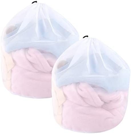 2 Stücke Wäschenetz für Waschmaschine, 40 x 30cm Wäschesack Wäschebeutel Wäschenetz Klein mit Kordelstopper Wiederverwendbar für Unterwäsche Babywäsche Socken