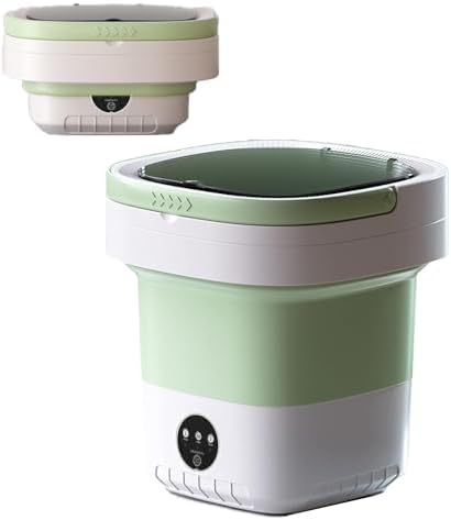 YUYTE Tragbare Waschmaschine, 7,5 L, Faltbare Mini-Waschmaschine und Wäscheschleuder, Kleine Faltbare Eimerwaschmaschine für Camping, Wohnmobil, Wohnheim, Reisen, Reisewäsche (Grün)