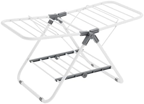 SONGMICS Wäscheständer klein, Faltbare Standtrockner mit 2 Flügeln, platzsparend, Metall, für kleine Kleidungsstücke, Handtücher, Badezimmer, Balkon, 44 x 101 x 54 cm, wolkenweiß LLR504W01