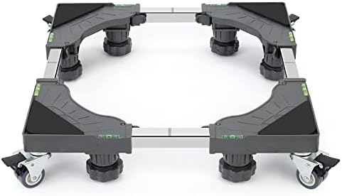 W B D WEIBIDA Waschmaschinen Untergestell mit 4 feststellbaren Rollen und 8 gepolsterten,Bärenlast 300KG Untergestell für Waschmaschine, Verstellbare Breite 40-62cm,Höhe 11-12.5cm Waschmaschinensockel