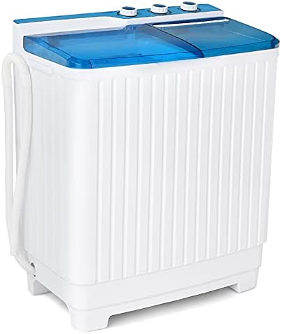 GOPLUS Toplader Waschmaschine 7,5KG, Waschmaschine mit 2 Kammern, Timer-Funktion, Waschautomat mit 3KG Schleuderkapazität, inkl. Ablaufpumpe, 76,5 × 43 × 87 cm (Blau)