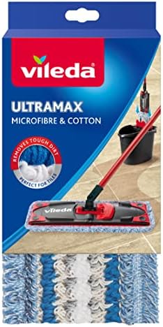 Vileda Ultramax Stein & Fliesen Bodenwischer Ersatzbezug, Wischmopp Bezug Ultramat_Ultramax aus Mikrofasern und Baumwolle, für extra feuchte Reinigung, Waschmaschinen geeignet, 1er Pack