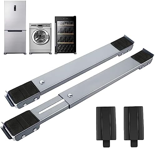 Waschmaschine Roller - Waschmaschinen Untergestell mit Rollen, Einstellbar (45-70 CM) Möbelroller Easymove Schienen für Möbel, Geräte Gleitsystem für Waschmaschine und Trockner Kühlschrank (silver)