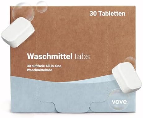 Vove | Bio Waschmittel Tabs (30 Wäschepods) | Vordosiert mit Frische Waschmaschinen Tabs | Kraftvoller Fleckenentferner Laundry Detergent für Bunte & Kaltwäsche | Biologisch abbaubar Waschmittel Pods