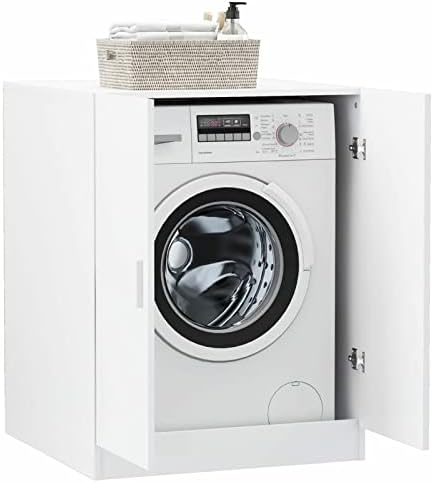 Gecheer Waschmaschinenschrank Badschrank Badezimmerschrank Toilettenregal Hochschrank Badregal Waschmaschine Überbau Bad Schrank Badmöbel, Weiß 71x71,5x91,5 cm