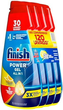 Finish Powergel Geschirrspülmittel Zitrone, Spülmaschinengel, 120 Waschmaschinen, 4 Packungen mit je 30 Spülmaschinen