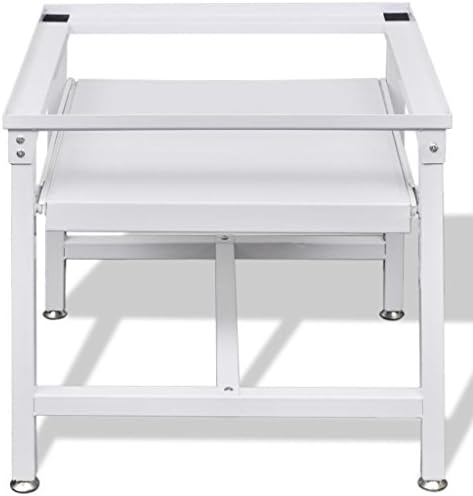 Nishore Untergestell Waschmaschinenuntergestell Sockel Podest mit Ausziehregal Erhöhung für Waschmaschine und Trockner Weiß Belastbarkeit 100 kg 63 x 54 x 51 cm