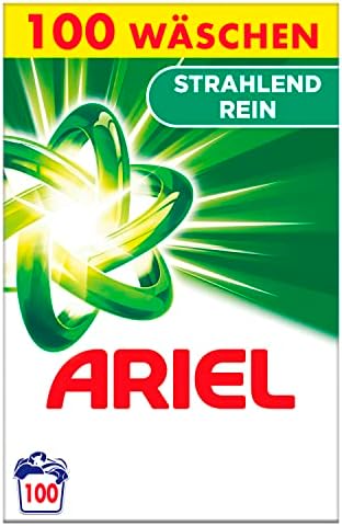 Ariel Waschmittel Pulver, Waschpulver, Vollwaschmittel, 100 Waschladungen, Strahlend Rein (6.5 kg)