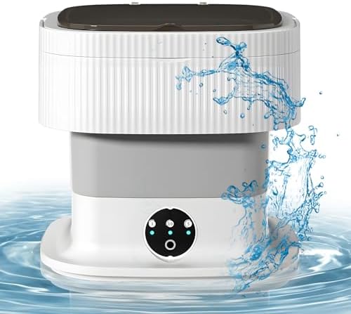 Vusddy Mini Waschmaschine Faltbar, Mobile Wasch Maschine tragbare, Klein Waschmaschine mit Trockner und Blu-ray für Camping, Reisen, Auto, Wohnmobil, Schlafsäle, 3 Reinigungsmodi, 10L Kapazität