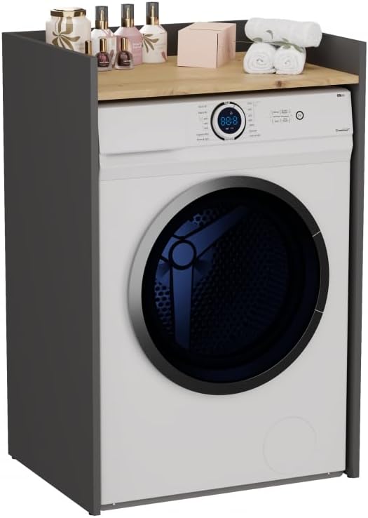 CDF Waschmaschinenschrank Pola NP | Farbe: Anthrazit - Eiche Artisan | Moderner Schrank über der Waschmaschine | Ablagefläche | Geräumige Einlegeböden | Einfache Montage
