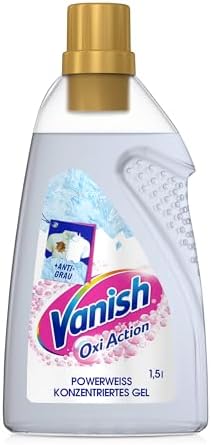 Vanish Oxi Action Powerweiss Gel – 1 x 1,5 l - Fleckenentferner und Wäsche-Booster Gel ohne Chlor – Für weiße Wäsche