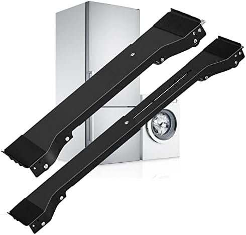 Sosayet Moblies Waschmaschinen Untergestell, Einstellbar Möbel Sockel für Kühlschrank Waschmaschine und Trockner, Bärenlast 300kg, Verbreiterte Platte mit Bremse, 50-71cm Erweiterbar, Schwarz