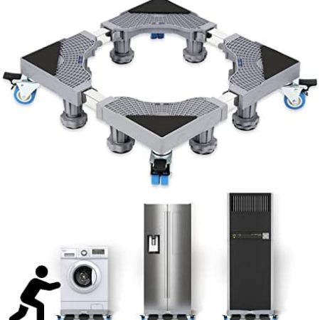 Cecaylie Waschmaschinen-Untergestell Verstellbare Beweglich Sockel, Trockner Sockel Untergestell Podeste & Rahmen für Gefrierschrank,(40-68CM Einstellbare)